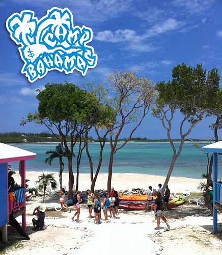 Camp-Bahamas-Custom-Stickers-printed-by-StickerGiant-with-Beach-in-Background