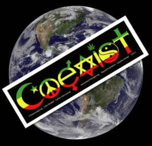 Rasta Colored Coexist Bumper Sticker