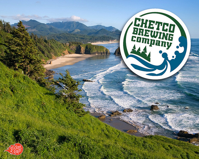 chetcobrewing-custom-stickers-from-StickerGiant-with-a-beach-in-the-background