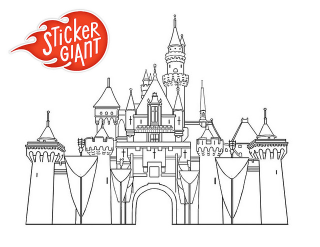 Castle Building Drawing with the StickerGiant logo in upper left corner