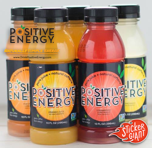 Positive-Energy-Drinks-that-have-been-labeled-with-custom-printed-labels-from-StickerGiant