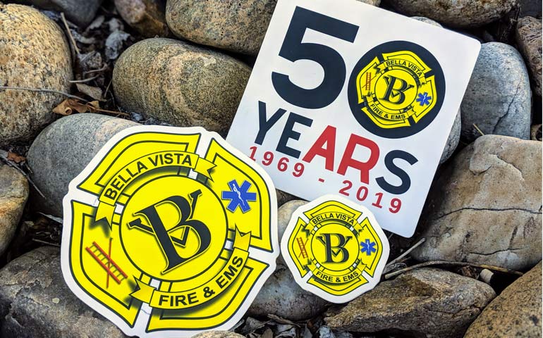 Custom-Shaped-Stickers-Printed-by-StickerGiant-for-Bella-Vista-Arkansas-Fire-&-EMS-50-Year-Anniversary