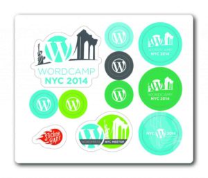 Detailed View of Custom Sticker Sheets for WordCamp NY in 2014 from StickerGiant