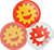 Three circle images with sun smiley faces on them, one is red, one is clear and one is light red